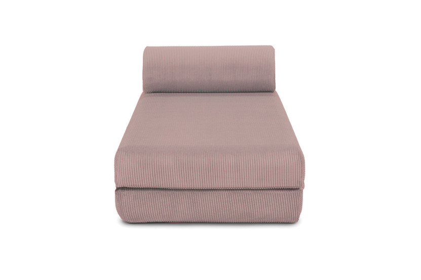 Méridienne convertible et modulable - Velours côtelé - Rose pâle