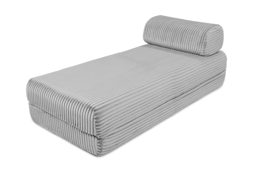 Canapé d'angle convertible 5 places - Velours côtelé XL - Gris clair