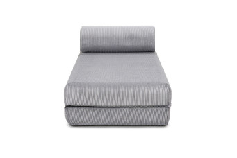 Méridienne convertible et modulable - Velours côtelé - Gris clair