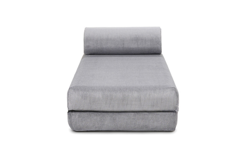 Méridienne convertible et modulable - Velours côtelé - Gris clair