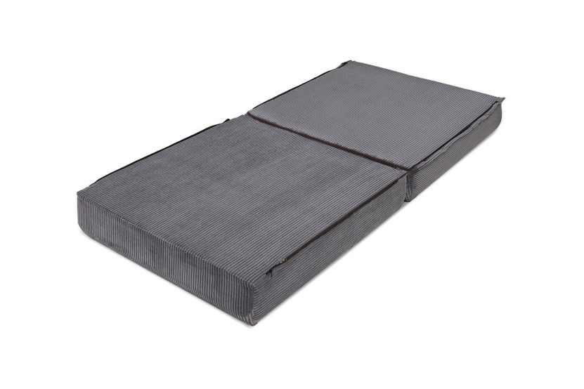 Pouf convertible et modulable - Velours côtelé - Gris