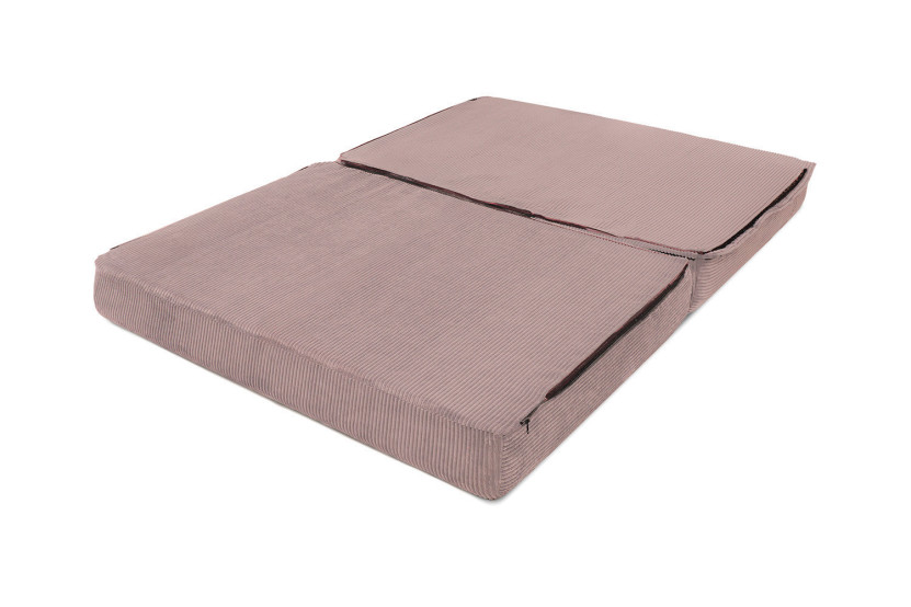 Canapé droit convertible et modulable 2 places - Velours côtelé - Rose pâle