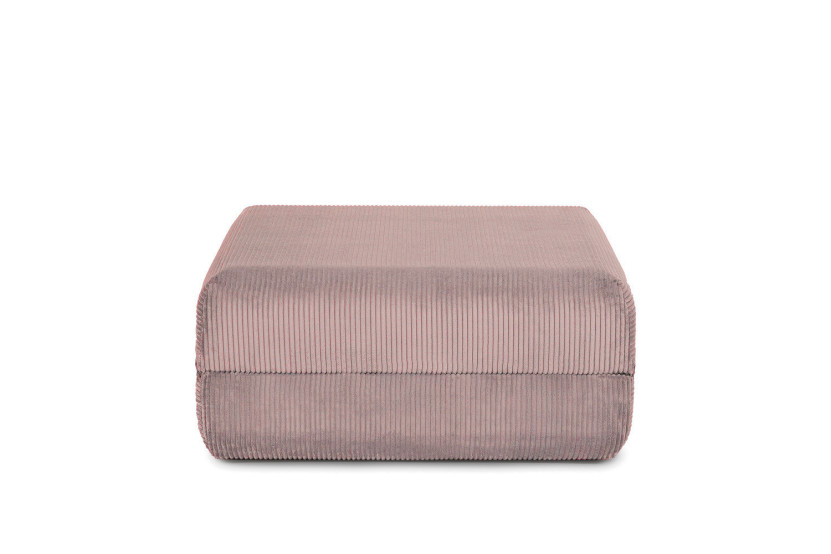 Housse Pouf convertible - Tissu velours côtelé rose pâle