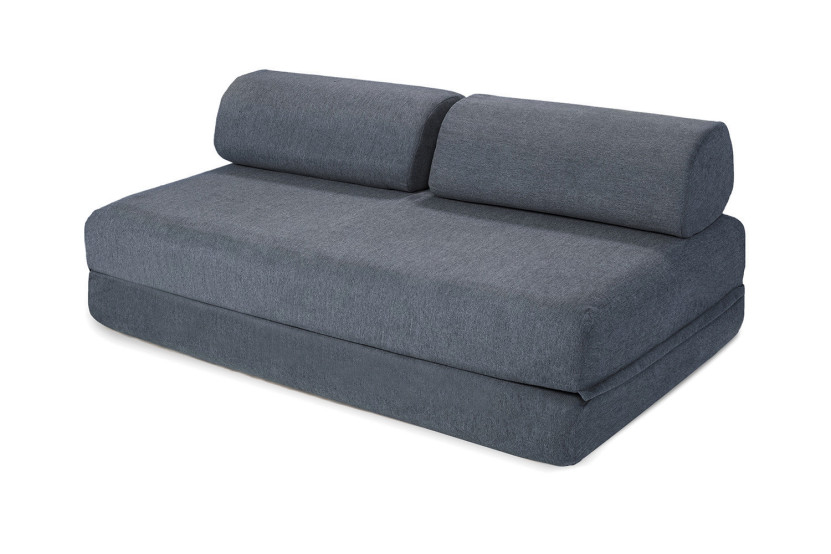 Canapé d'angle convertible 6 places - Tissu lisse - Bleu