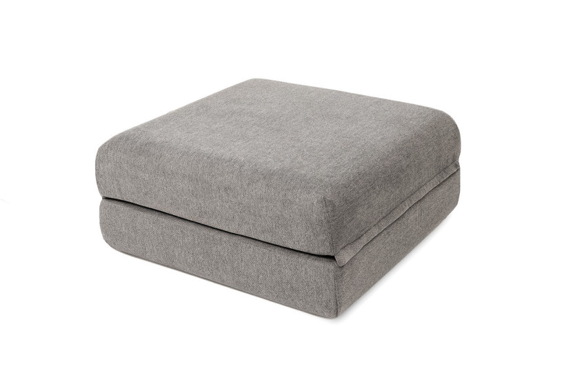 Pouf convertible et modulable - Tissu lisse - Gris