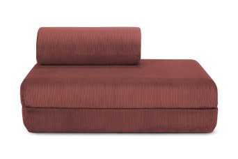 Canapé droit convertible et modulable 2 places - Velours côtelé - Rouge