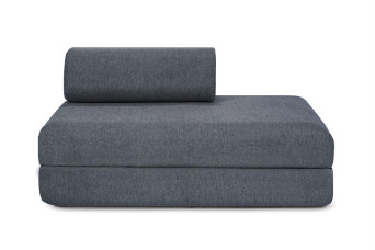Canapé droit convertible et modulable 2 places - Tissu lisse - Bleu