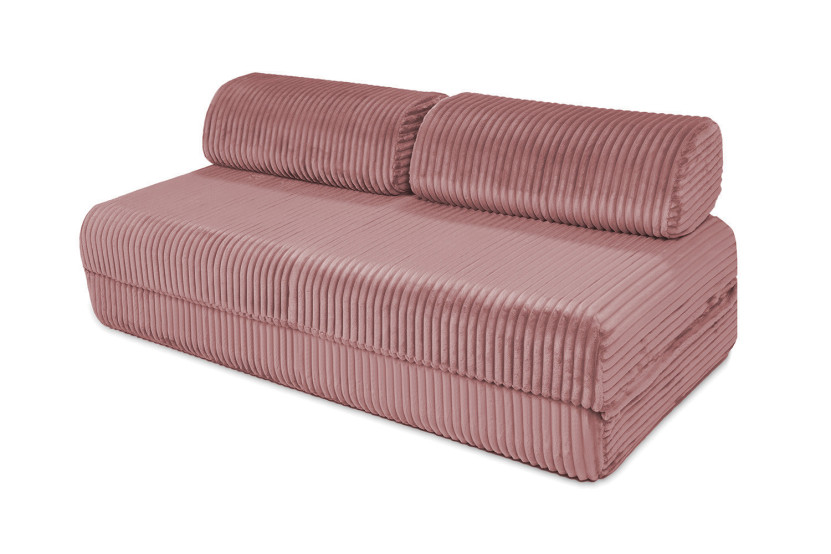 Canapé d'angle convertible 6 places - Velours côtelé XL - Rose