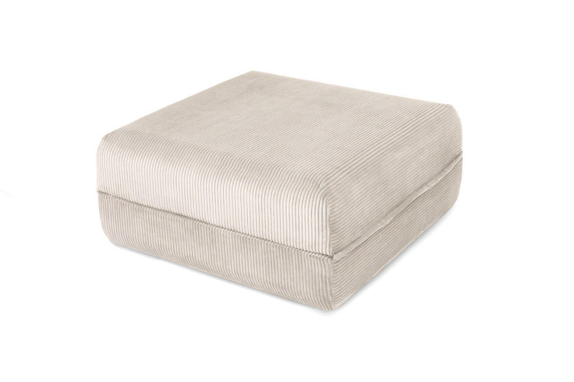 Pouf convertible et modulable - Velours côtelé - Blanc
