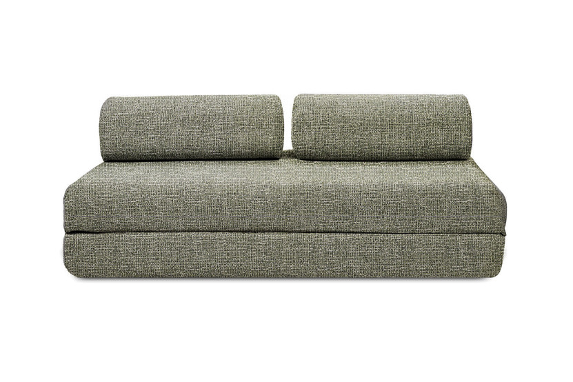 Canapé droit convertible 3 places - Tissu tweed - Vert