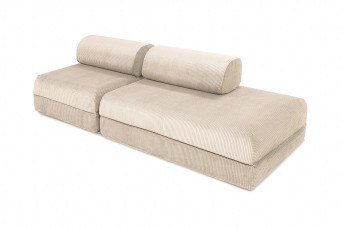 Canapé droit convertible 3 places - Velours côtelé - Beige