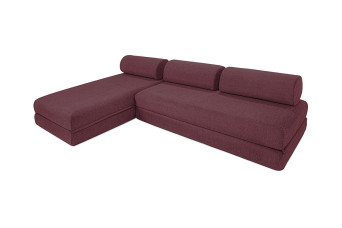 Canapé d'angle convertible 6 places - Tissu lisse - Rouge