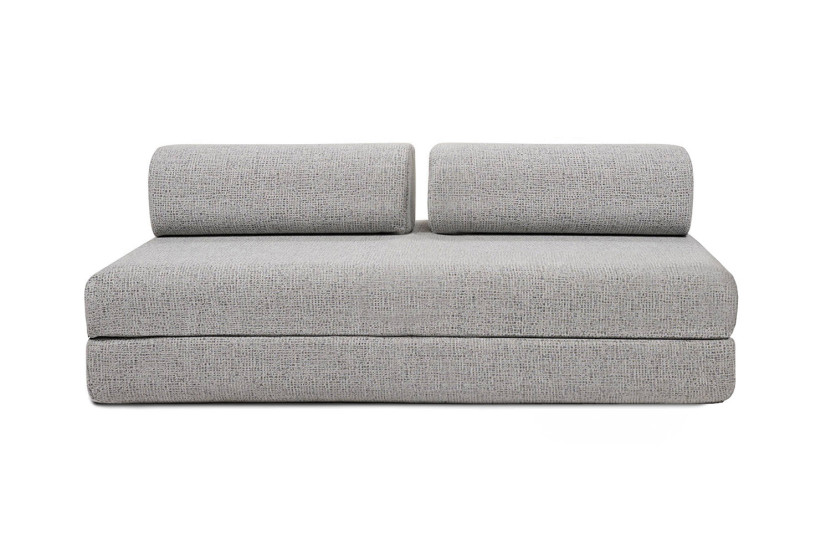 Canapé d'angle convertible 6 places - Tissu tweed - Gris