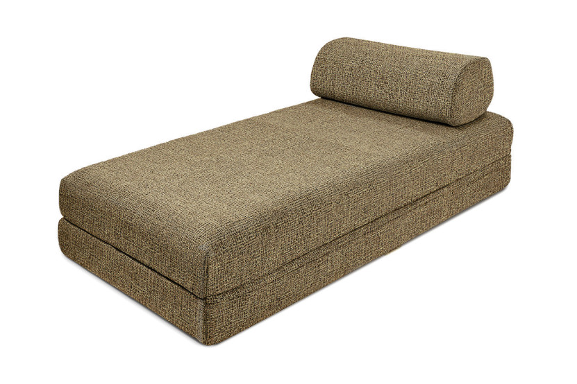 Canapé d'angle convertible 5 places - Tissu tweed - Jaune