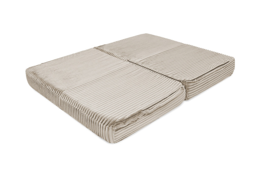 Canapé droit convertible et modulable 2 places - Velours côtelé XL - Beige