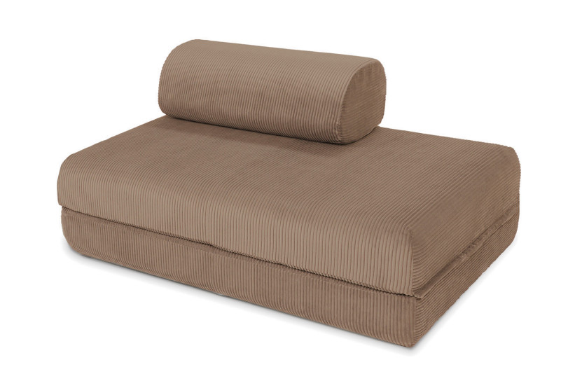 Canapé droit convertible et modulable 2 places - Velours côtelé - Taupe