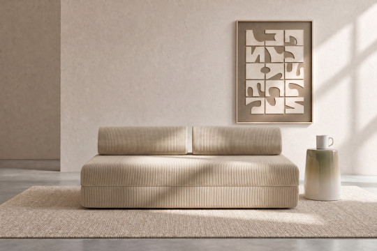 Canapé 3 places convertible et modulable - Velours côtelé Beige