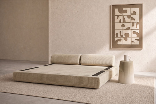 Canapé 3 places convertible et modulable - Velours côtelé Beige