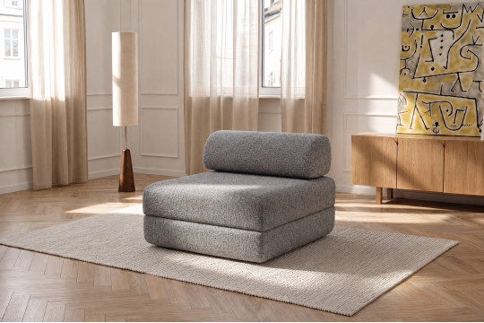 Fauteuil convertible et modulable - Tissu tweed Gris