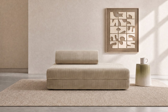 Canapé 2 places convertible et modulable - Velours côtelé Beige
