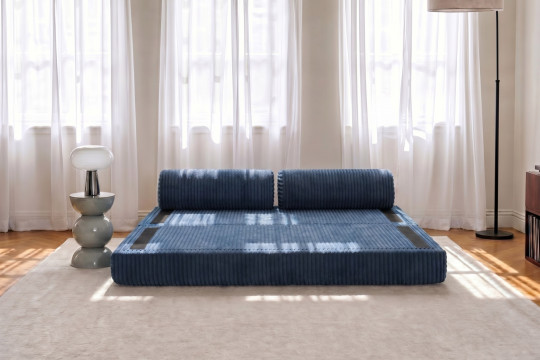 Canapé 3 places convertible et modulable - Velours côtelé XL Bleu