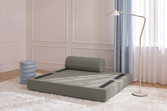 Canapé 2 places convertible et modulable - Tissu lisse Taupe