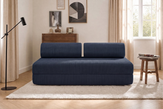 Canapé 3 places convertible et modulable - Velours côtelé Bleu