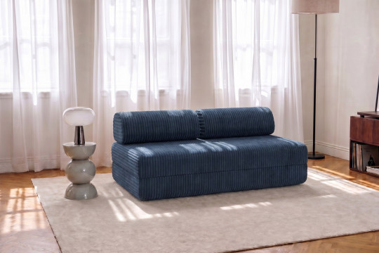 Canapé 3 places convertible et modulable - Velours côtelé XL Bleu