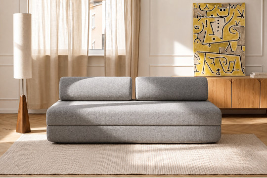 Canapé 3 places convertible et modulable - Tissu tweed Gris
