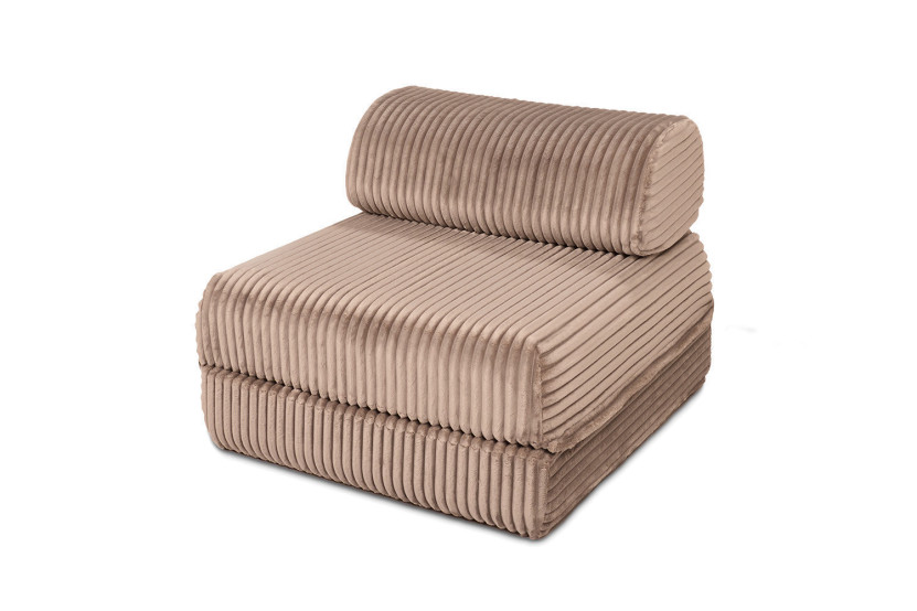 Fauteuil convertible et modulable - Velours côtelé XL - Marron
