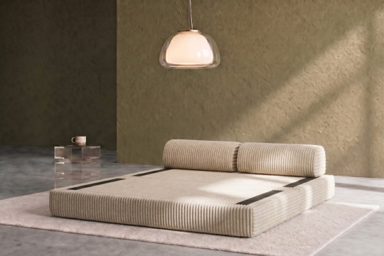 Canapé 3 places convertible et modulable - Velours côtelé XL Beige
