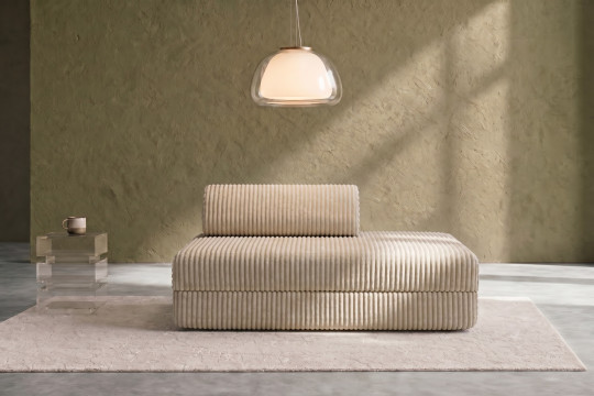 Canapé 2 places convertible et modulable - Velours côtelé XL Beige