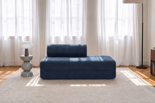 Canapé 2 places convertible et modulable - Velours côtelé XL Bleu