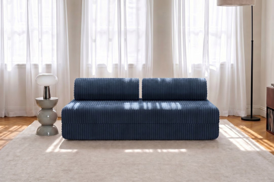 Canapé 3 places convertible et modulable - Velours côtelé XL Bleu