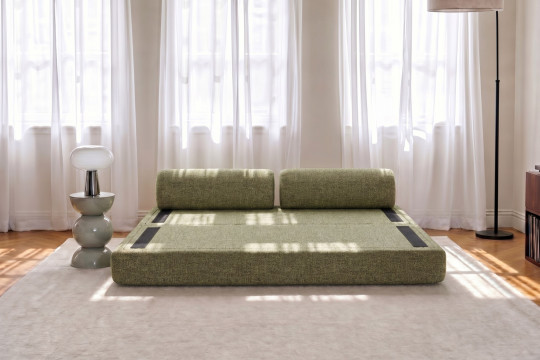 Canapé 3 places convertible et modulable - Tissu tweed Vert