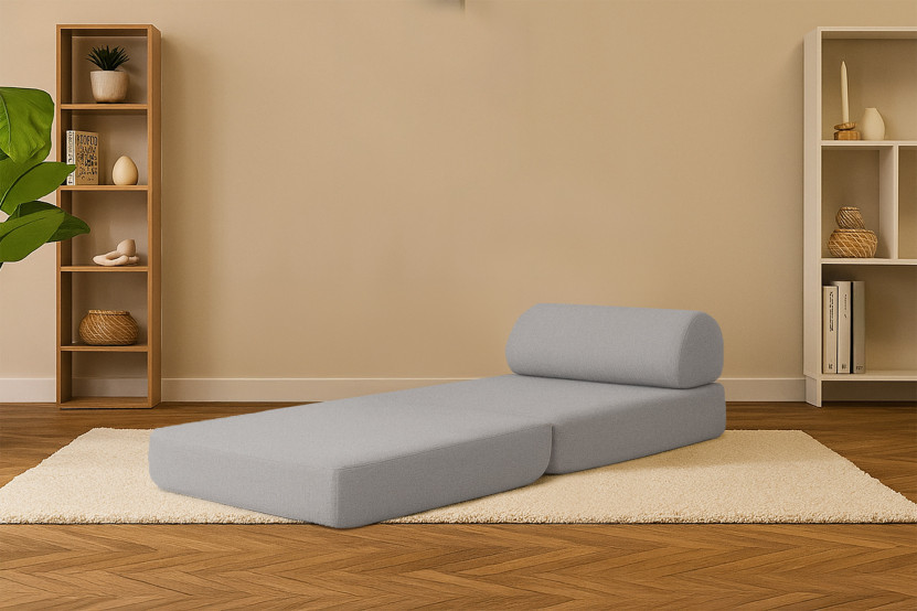 Fauteuil convertible et modulable - Tissu lisse - Gris clair