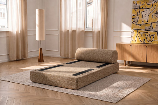 Fauteuil convertible et modulable - Tissu tweed Marron