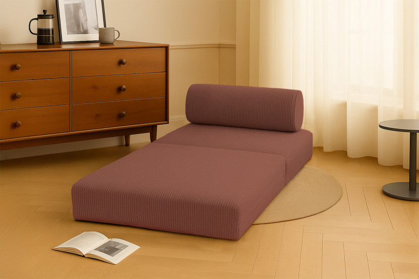 Fauteuil convertible et modulable - Velours côtelé - Terracotta