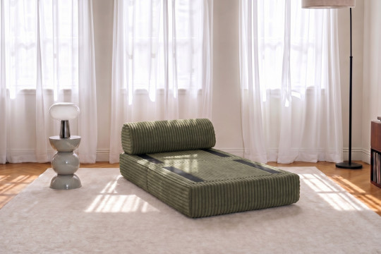 Fauteuil convertible et modulable - Velours côtelé XL Vert