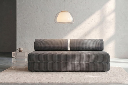 Canapé 3 places convertible et modulable - Velours côtelé Gris
