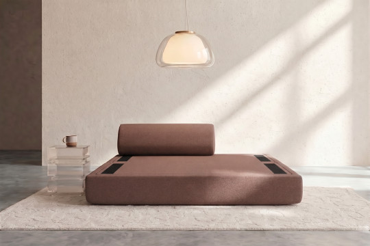 Canapé 2 places convertible et modulable - Tissu lisse Terracotta
