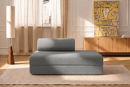 Canapé 2 places convertible et modulable - Tissu lisse Gris