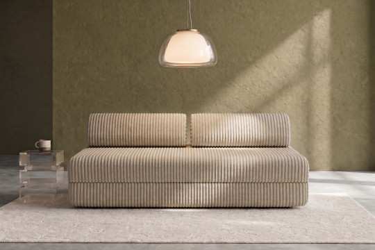 Canapé 3 places convertible et modulable - Velours côtelé XL Beige