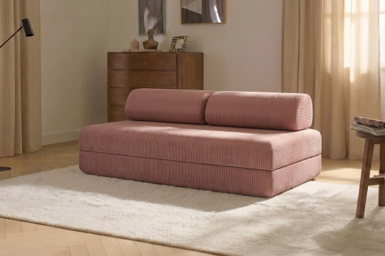 Canapé 3 places convertible et modulable - Velours côtelé Rose