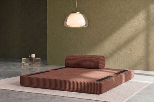 Canapé 2 places convertible et modulable - Velours côtelé XL Terracotta
