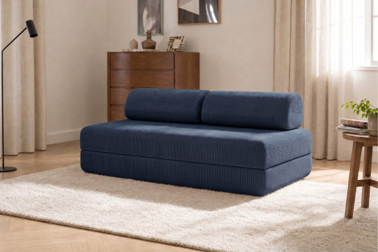 Canapé 3 places convertible et modulable - Velours côtelé Bleu