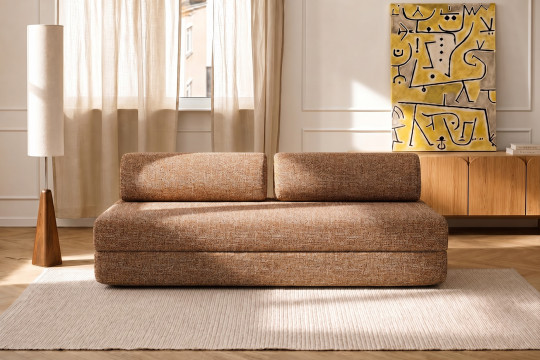 Canapé 3 places convertible et modulable - Tissu tweed Marron