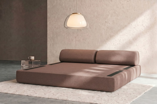 Canapé 3 places convertible et modulable - Tissu lisse Terracotta