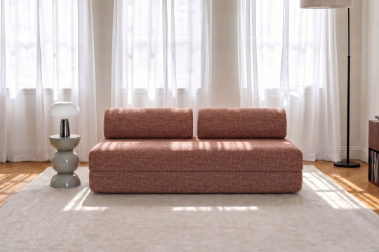 Canapé 3 places convertible et modulable - Tissu tweed Rouge