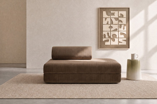 Canapé 2 places convertible et modulable - Velours côtelé Taupe